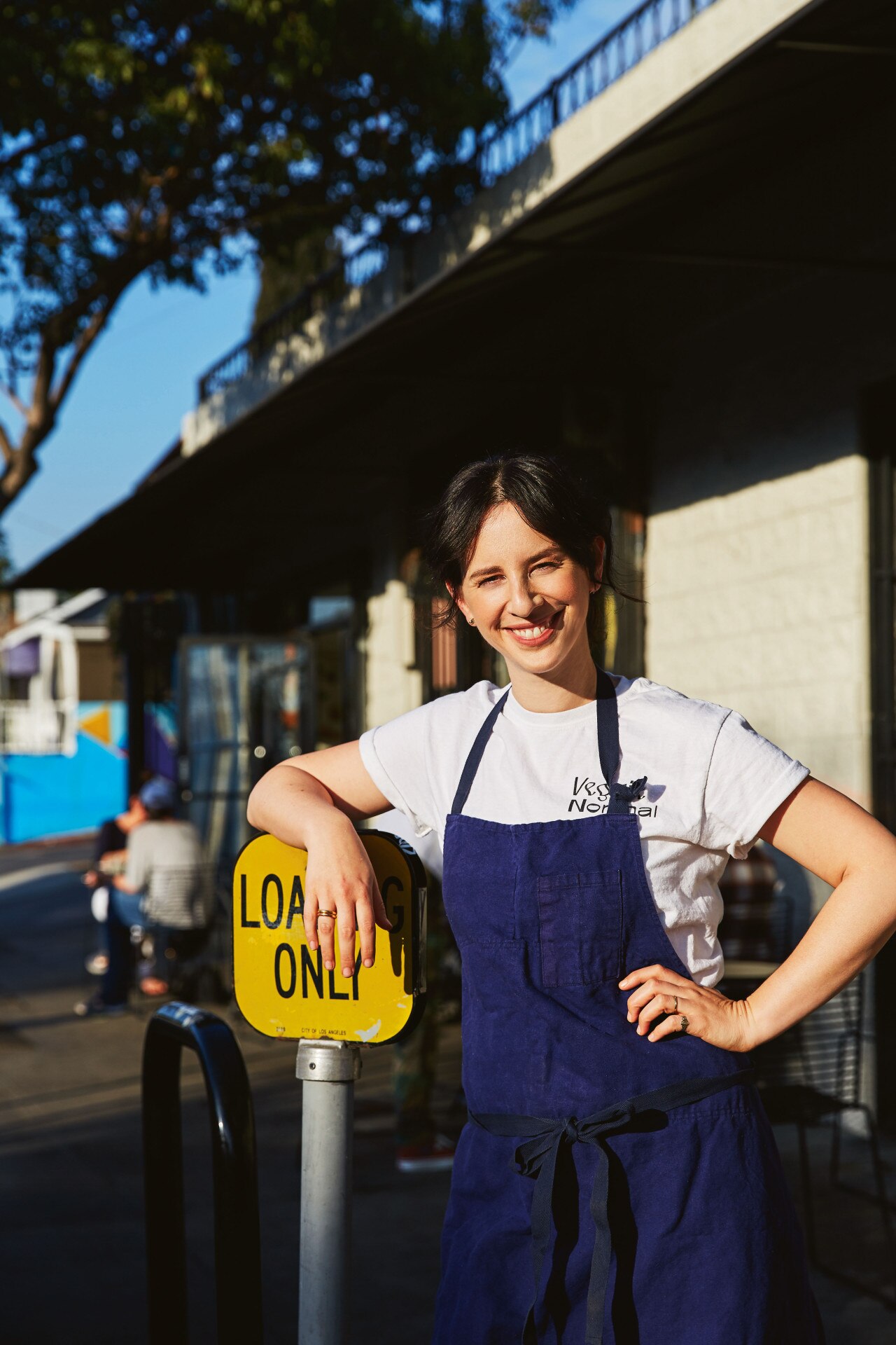 Jessica Koslow, founder and chef of Sqirl, standing outside her restaurant in Silver Lake, Los Angeles